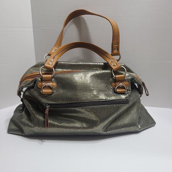 Large Y2K Twiggy London Handbag Metallic Animal Print Purse Clean - Picture 4 of 9